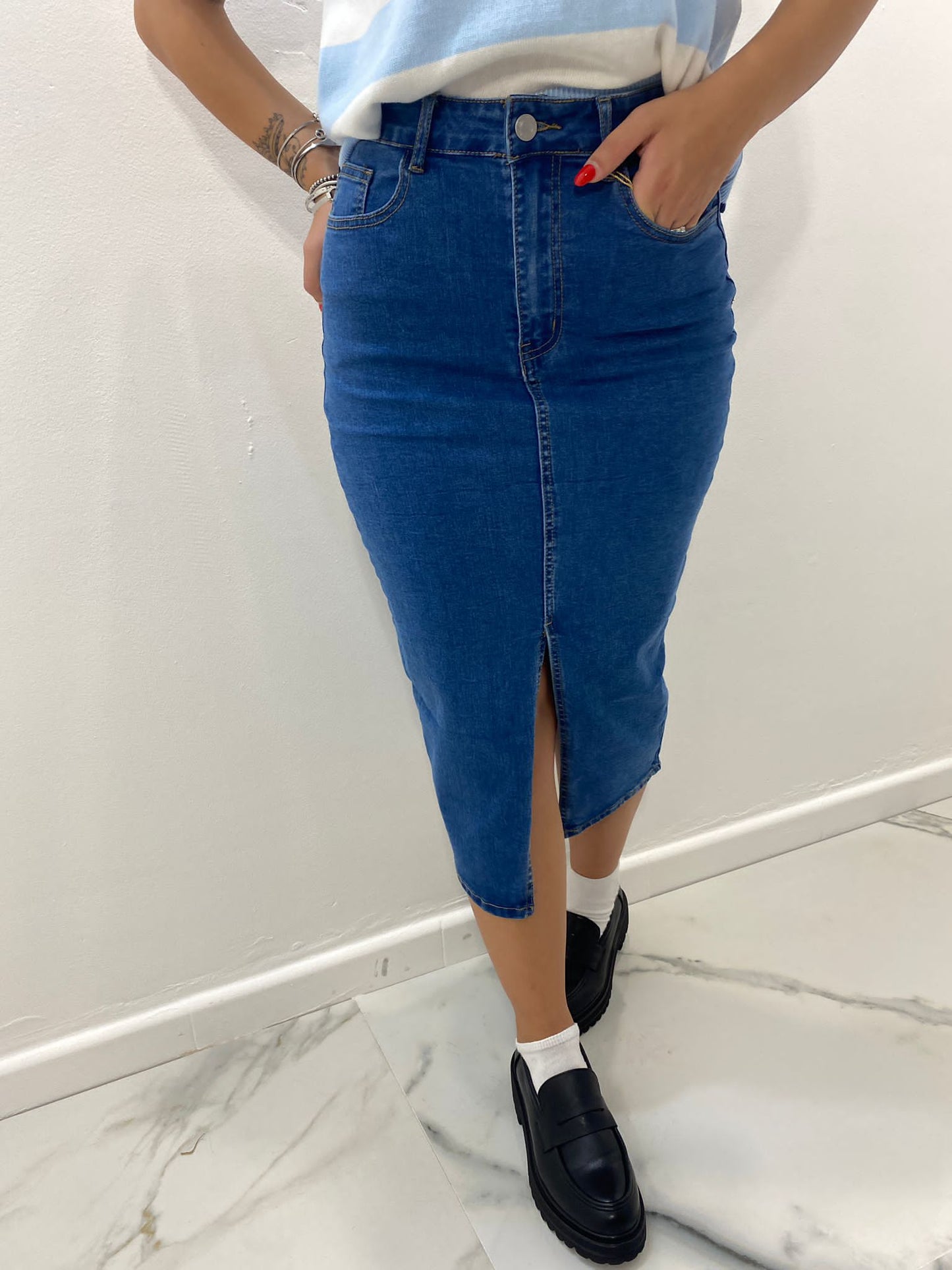 Gonna lunga in jeans