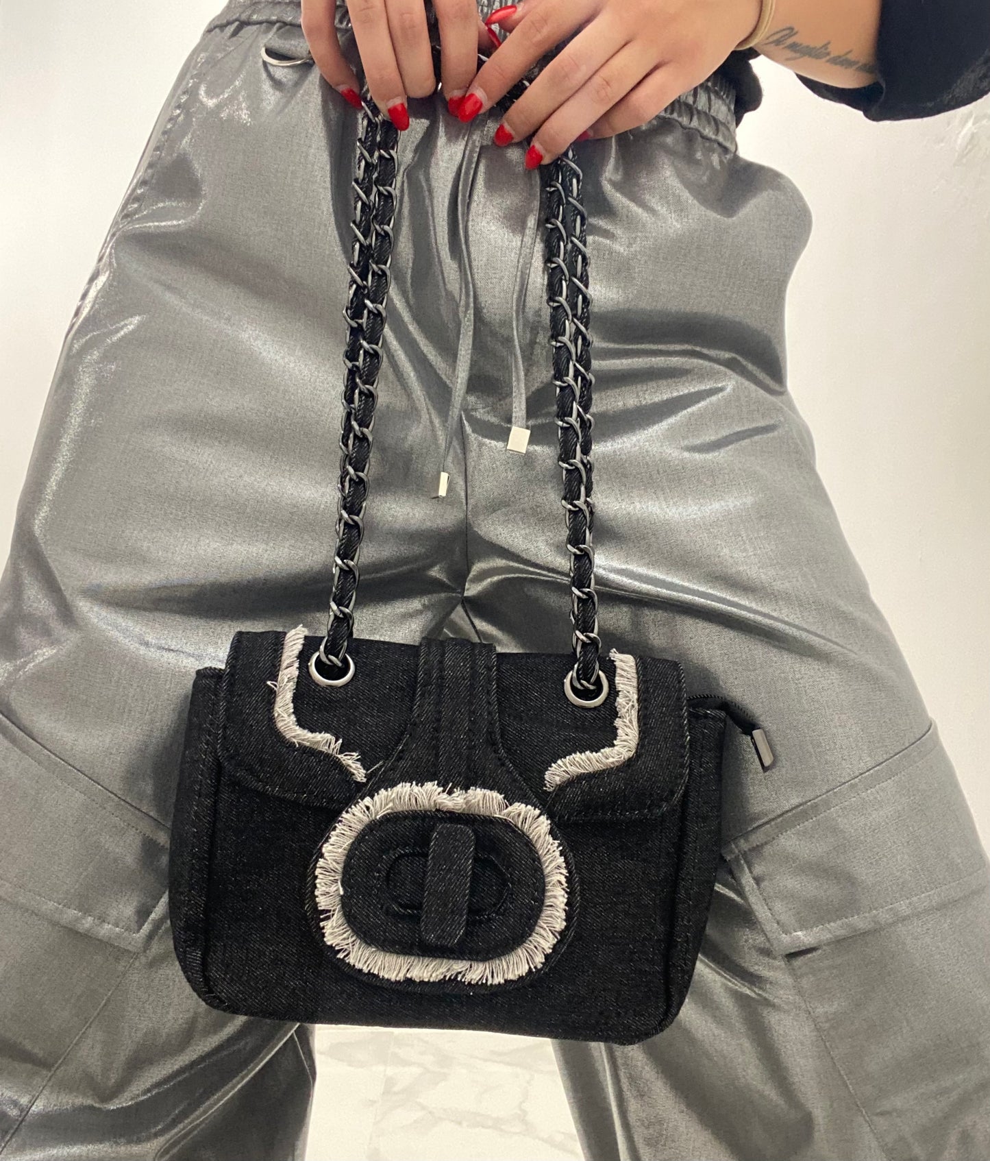 Bag in denim e frange