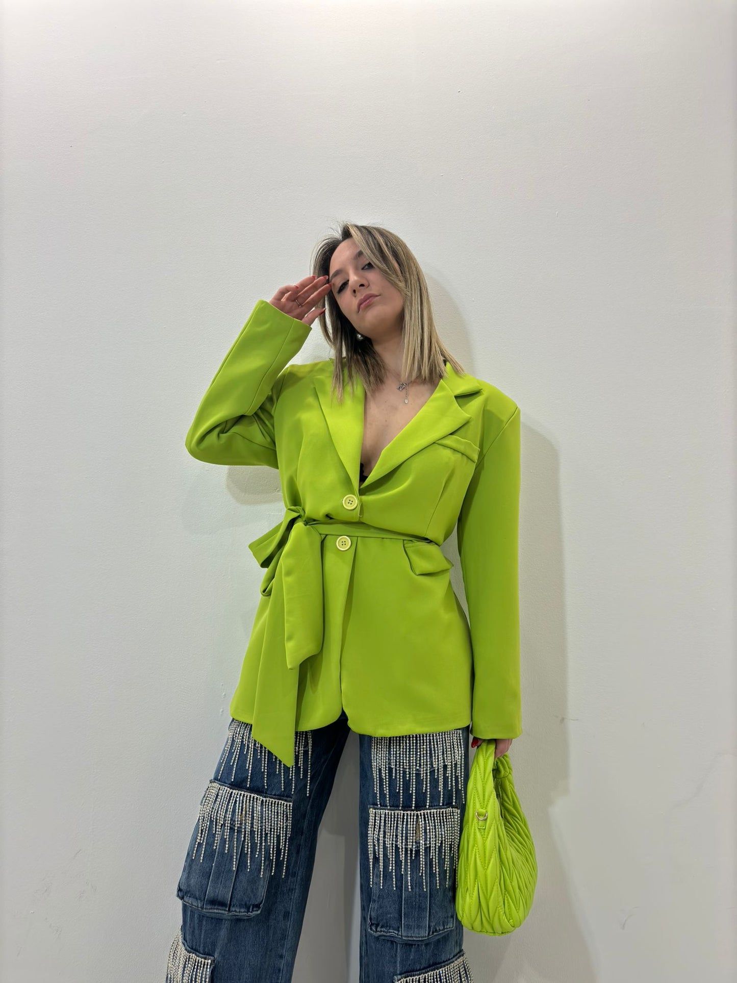 Blazer con cintura verde