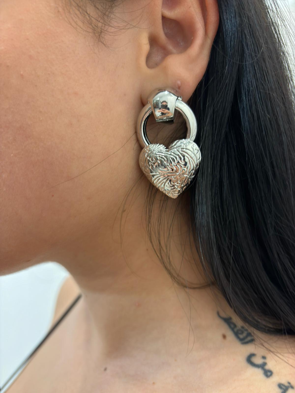 Orecchini cuore e cerchio argento