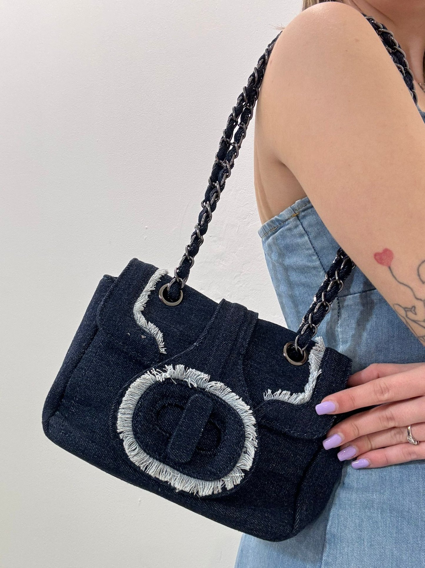 Bag in denim e frange