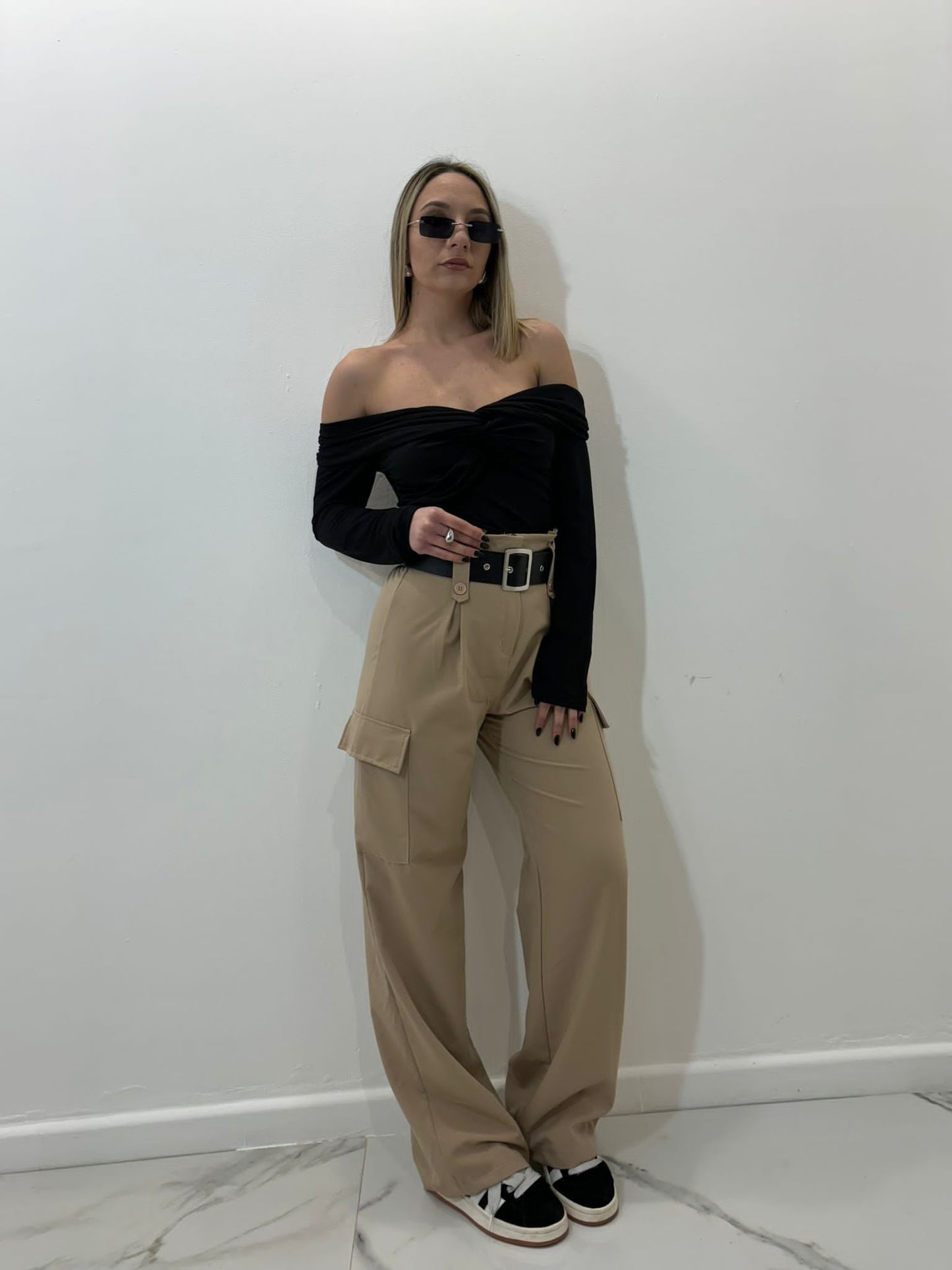 Pantalone cargo Beige