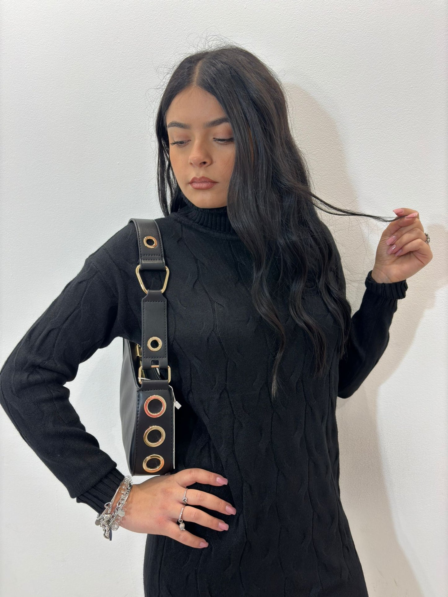 Pull treccia nero