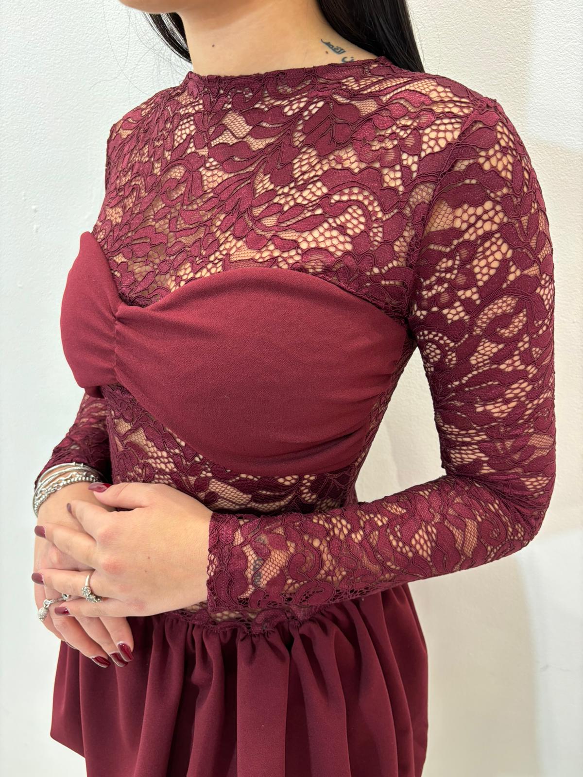 Vestito Giorgia bordeaux