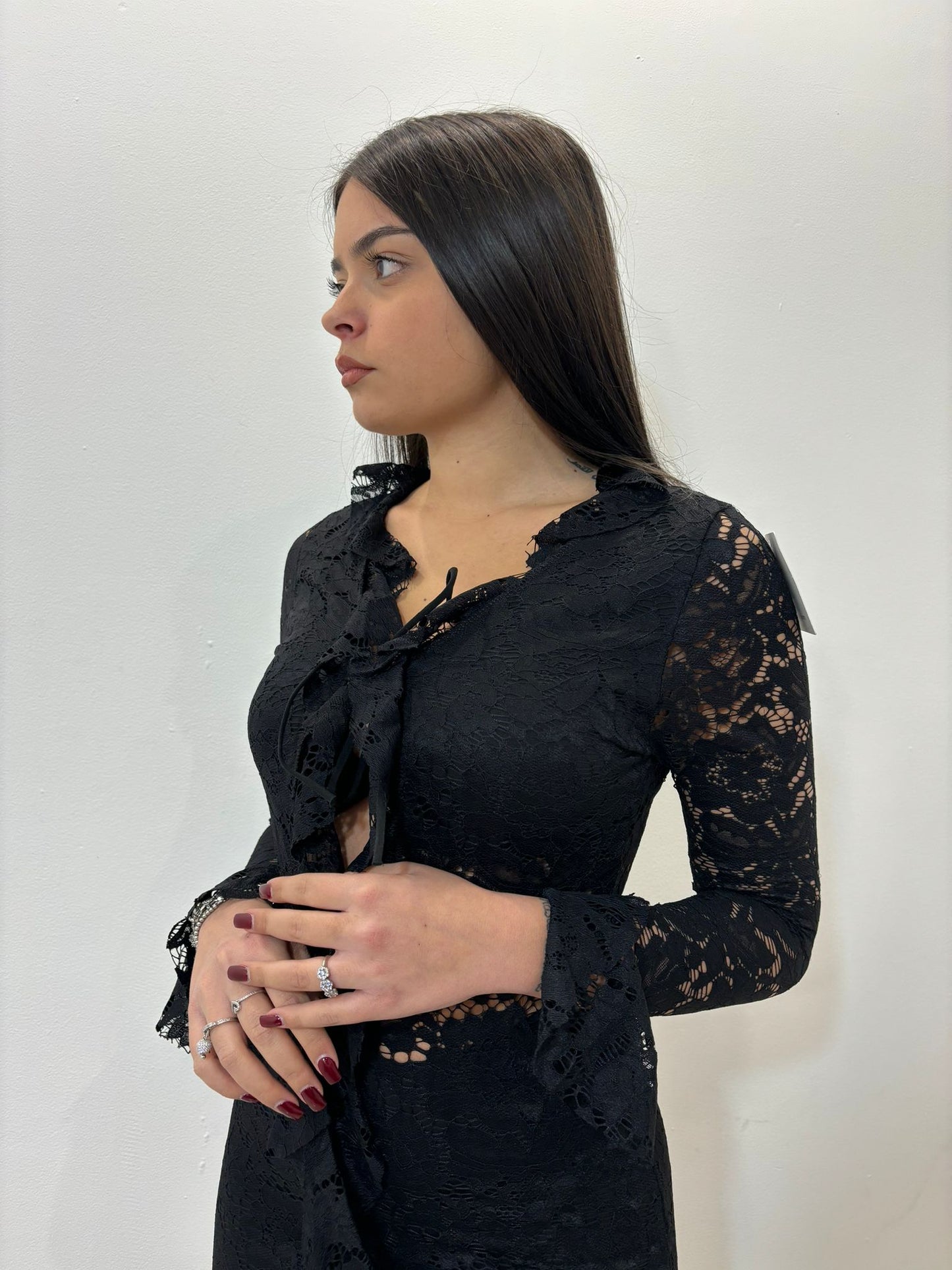 Vestito in pizzo nero Ezia