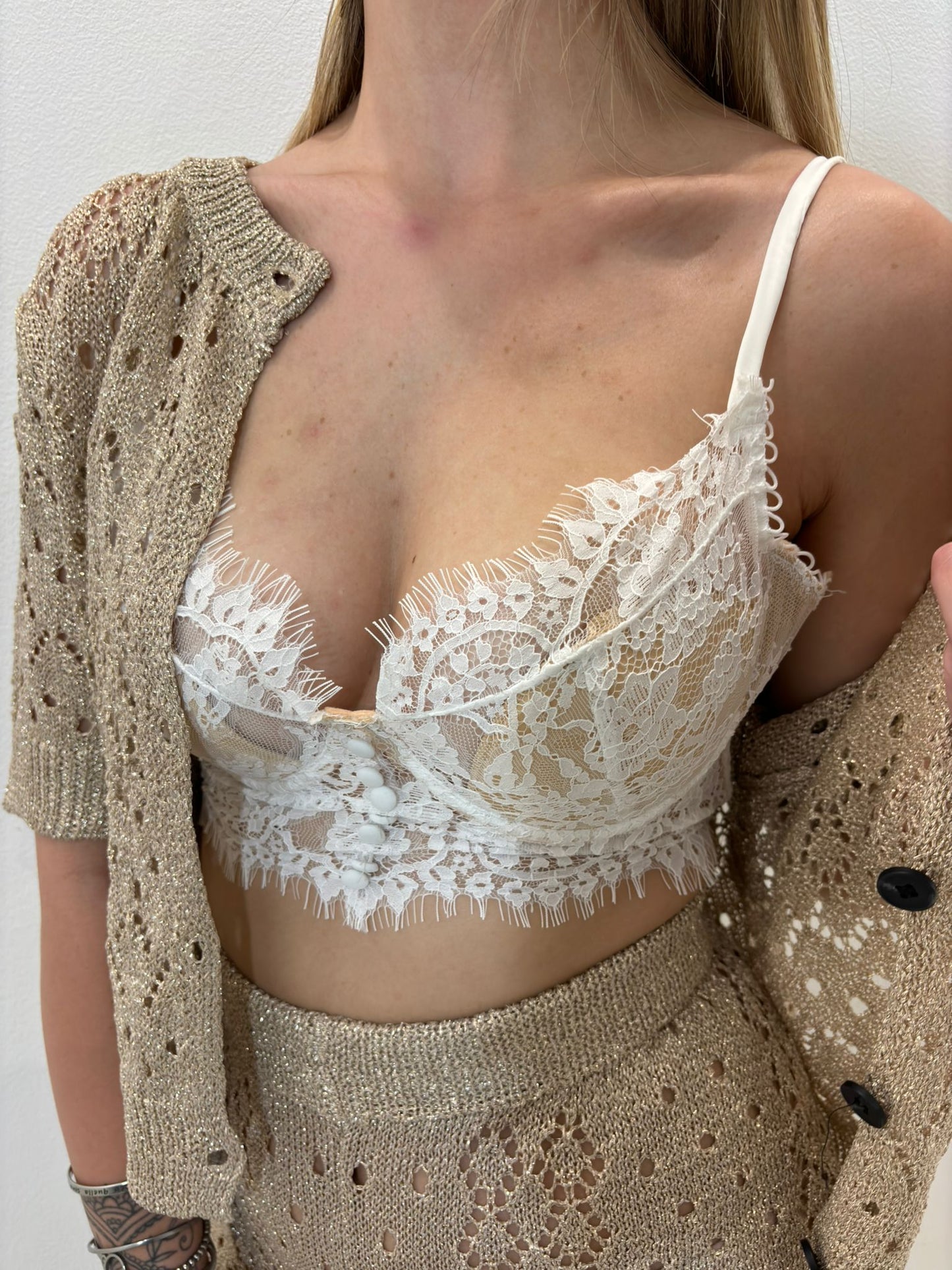 Mini top in pizzo bianco