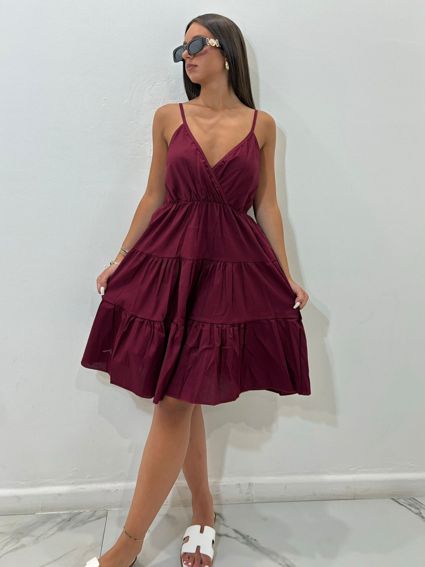 abito in cotone bordeaux