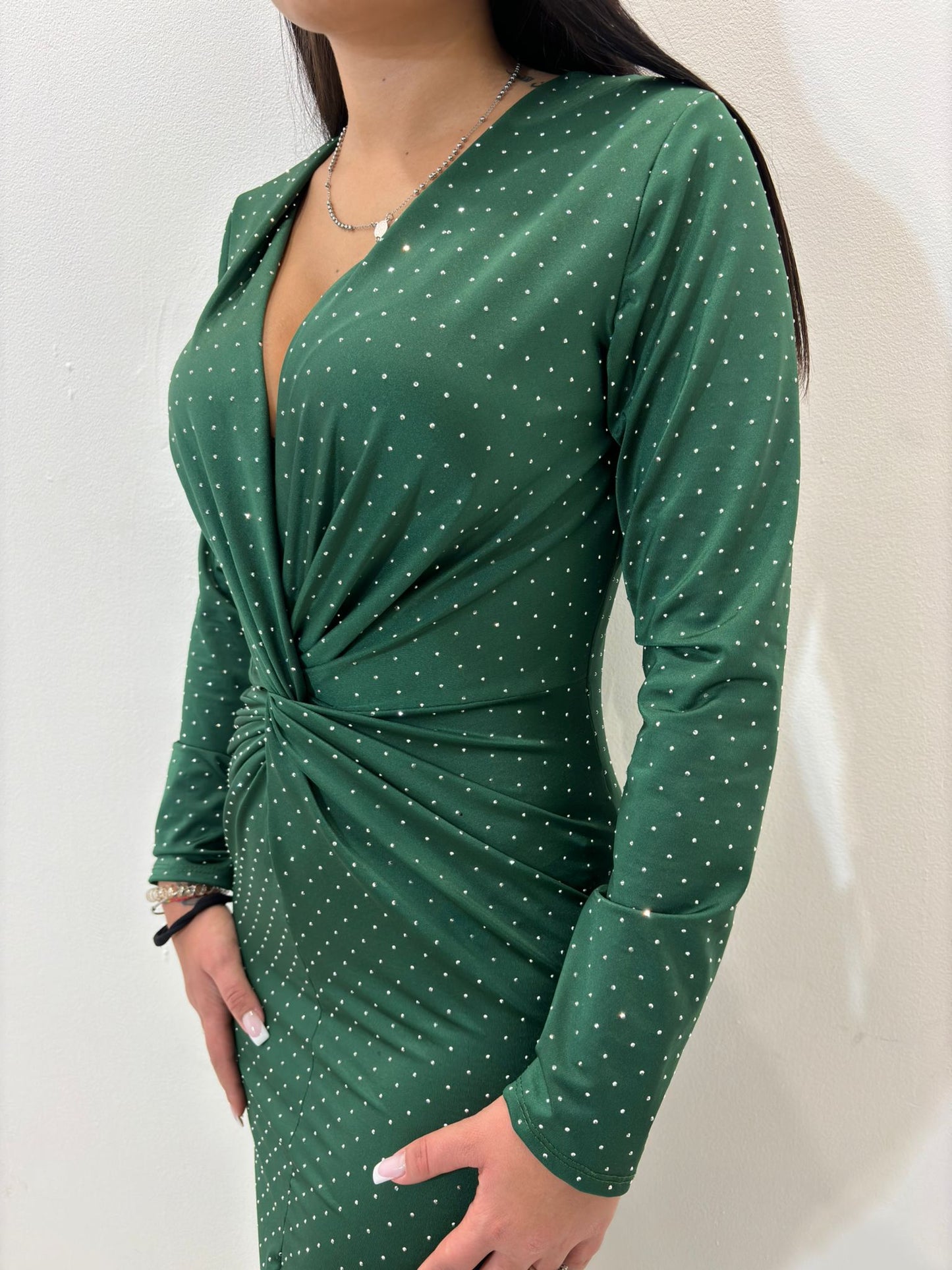 Vestito Perla verde foglia