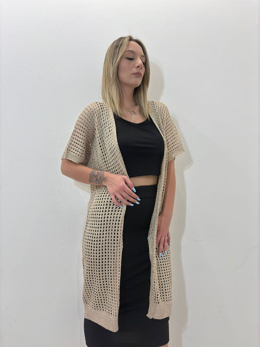 Cardigan manica corta oro