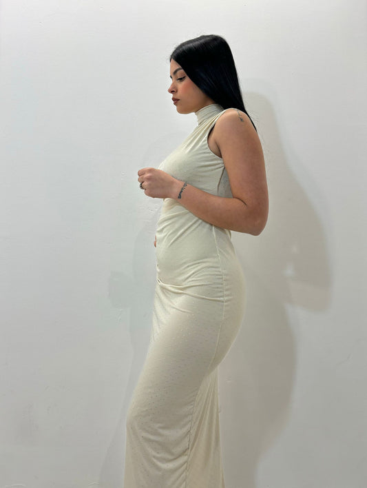 abito puntini beige