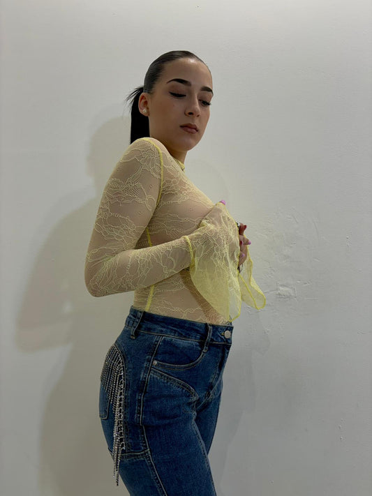 maglia pizzo gialla