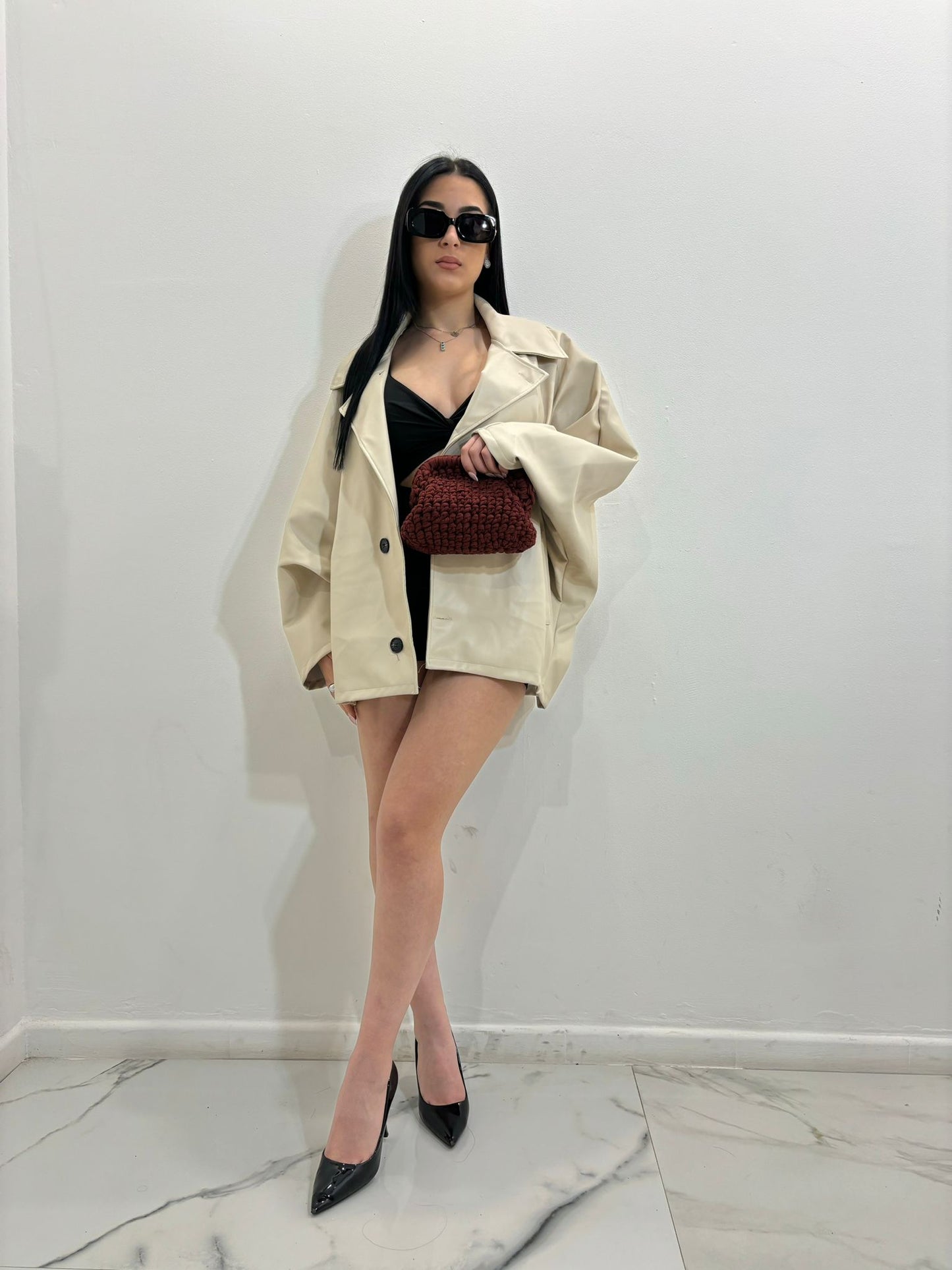 giacca trench over beige