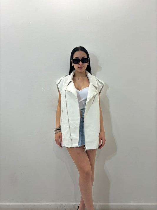 smanicato in pelle bianco