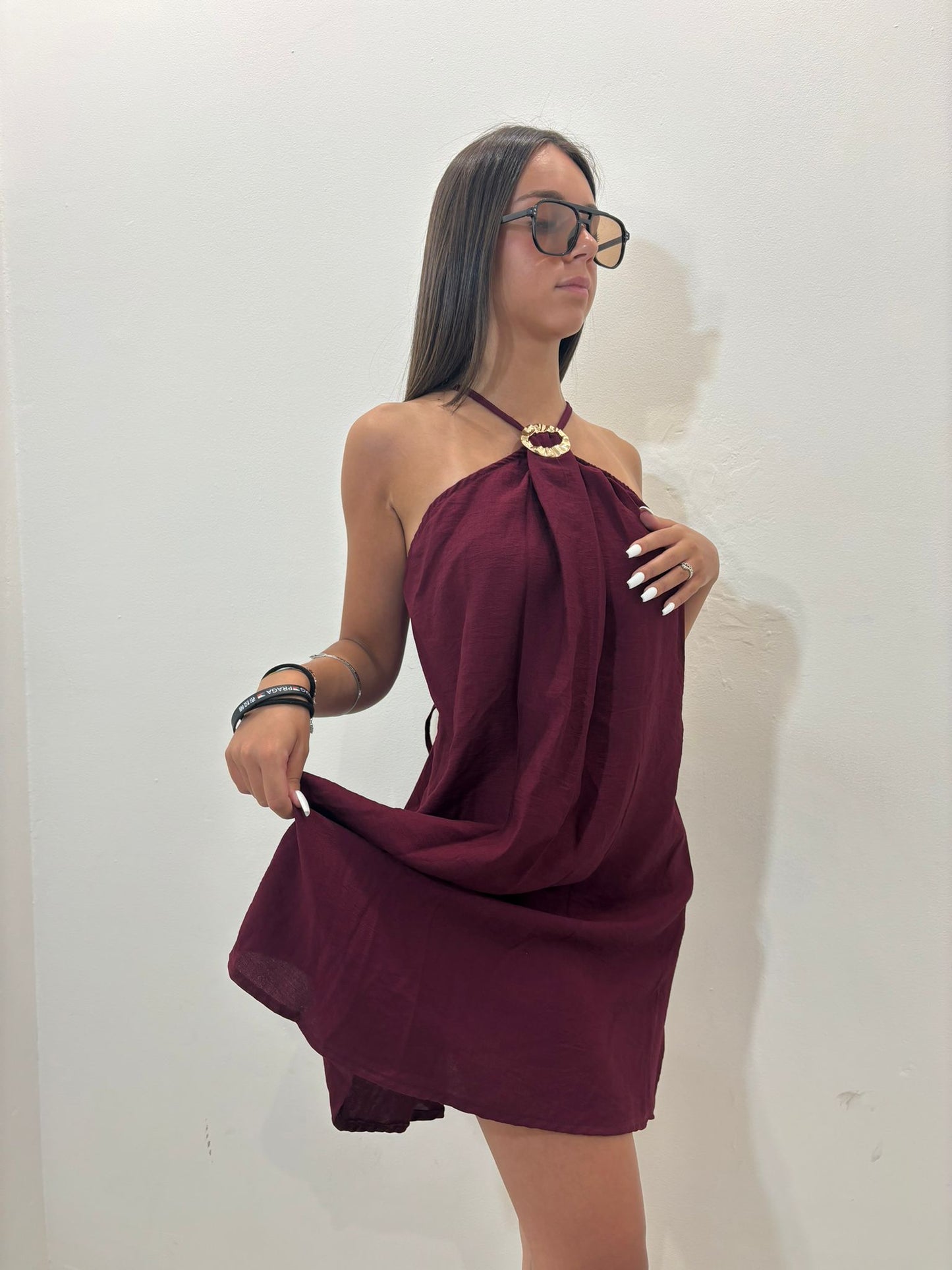 abito anello dorato bordeau