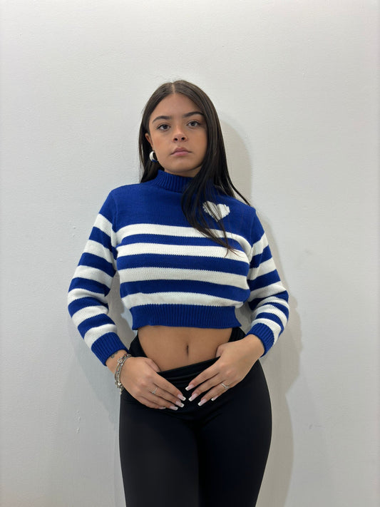 Maglioncino crop blu Sabrina