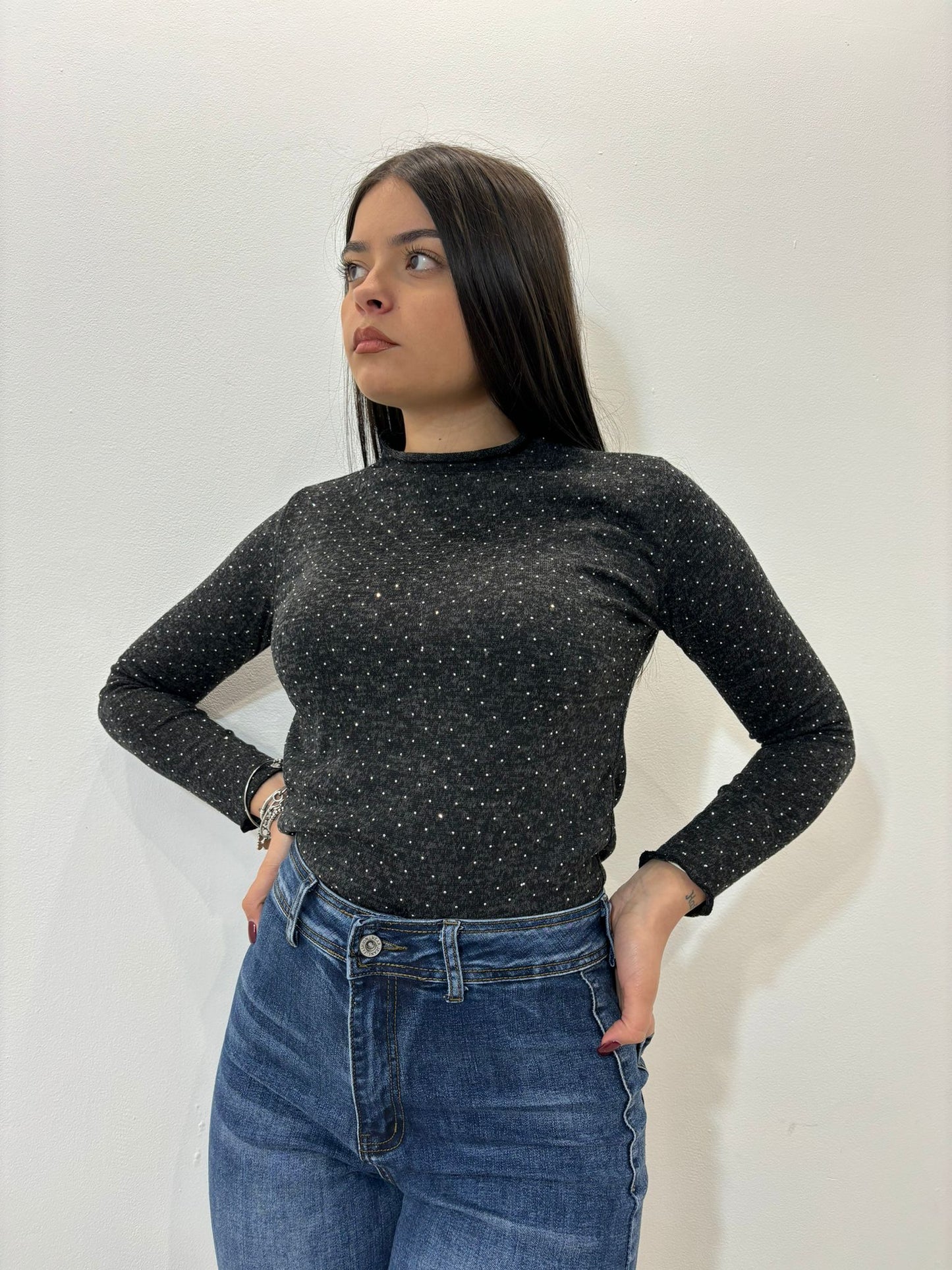 Maglia puntini nera