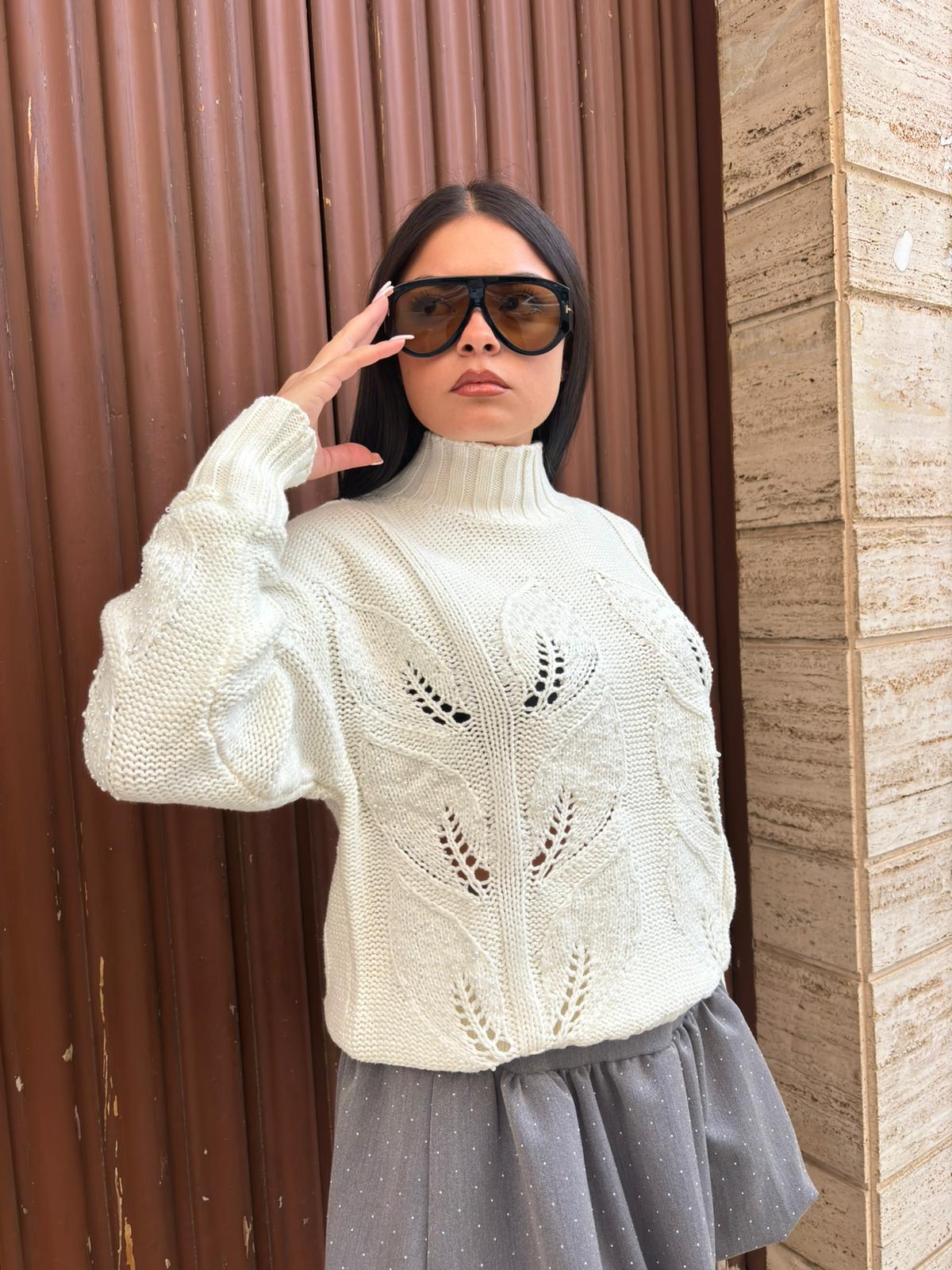 Maglione strass white